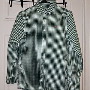 Vineyard Vines Boys Whale Shirt Size Large Green & White Excellent Condition